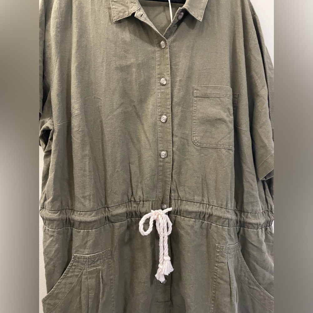 NWT Universal Thread Linen Blend Summer Romper in army green‎ - 3X - Picture 5 of 17